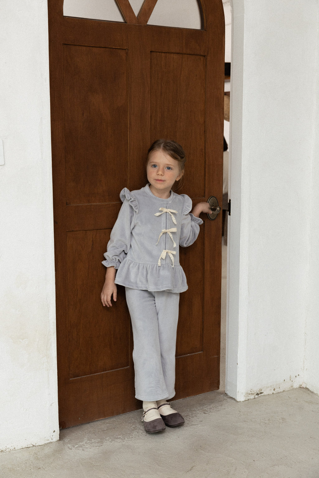 Amy Velvet Ribbon Set for Girls | Soft Korean Lounge Set | Made in Korea | KOMOÉ Kidswear
