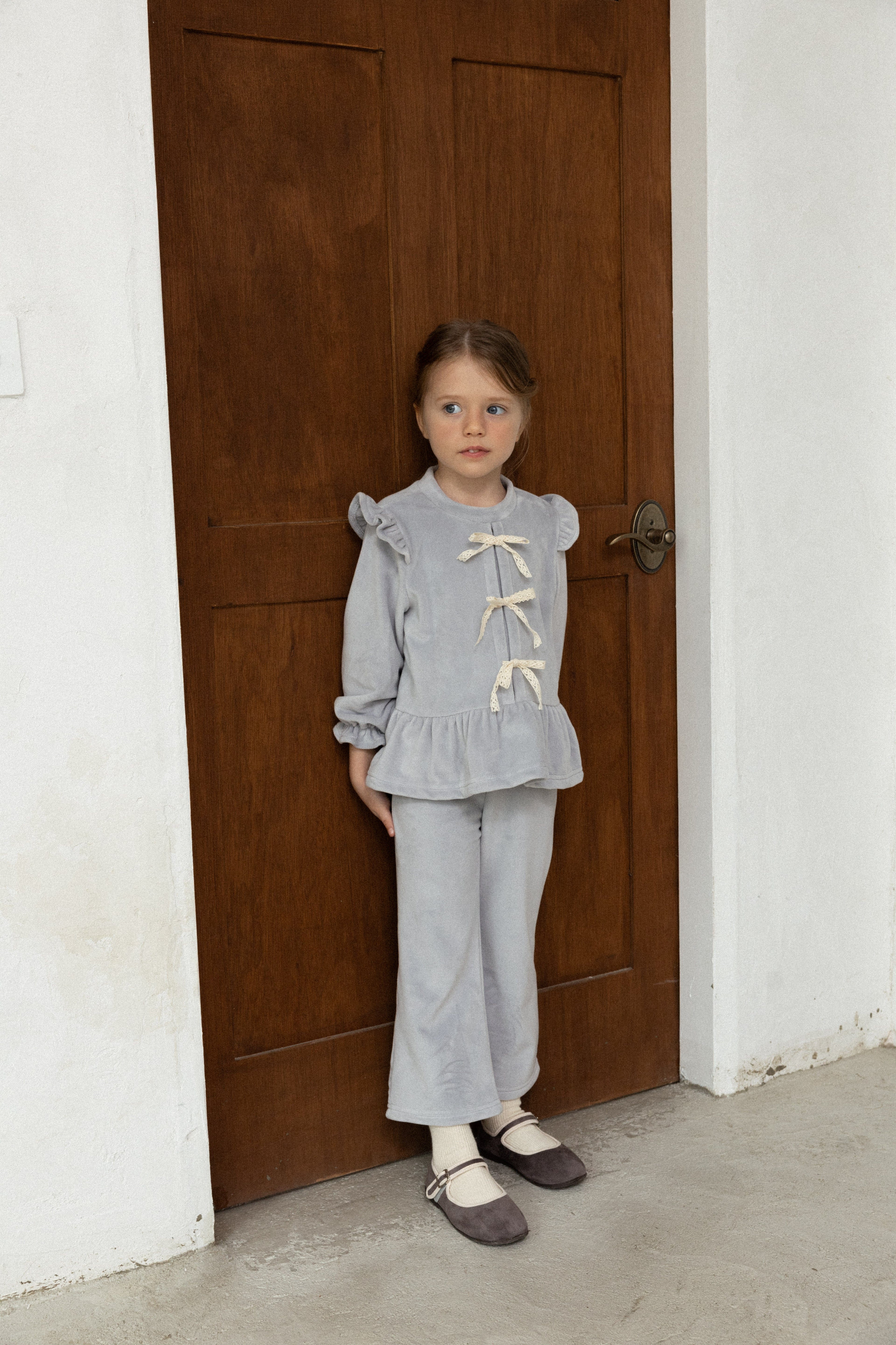 Amy Velvet Ribbon Set for Girls | Soft Korean Lounge Set | Made in Korea | KOMOÉ Kidswear