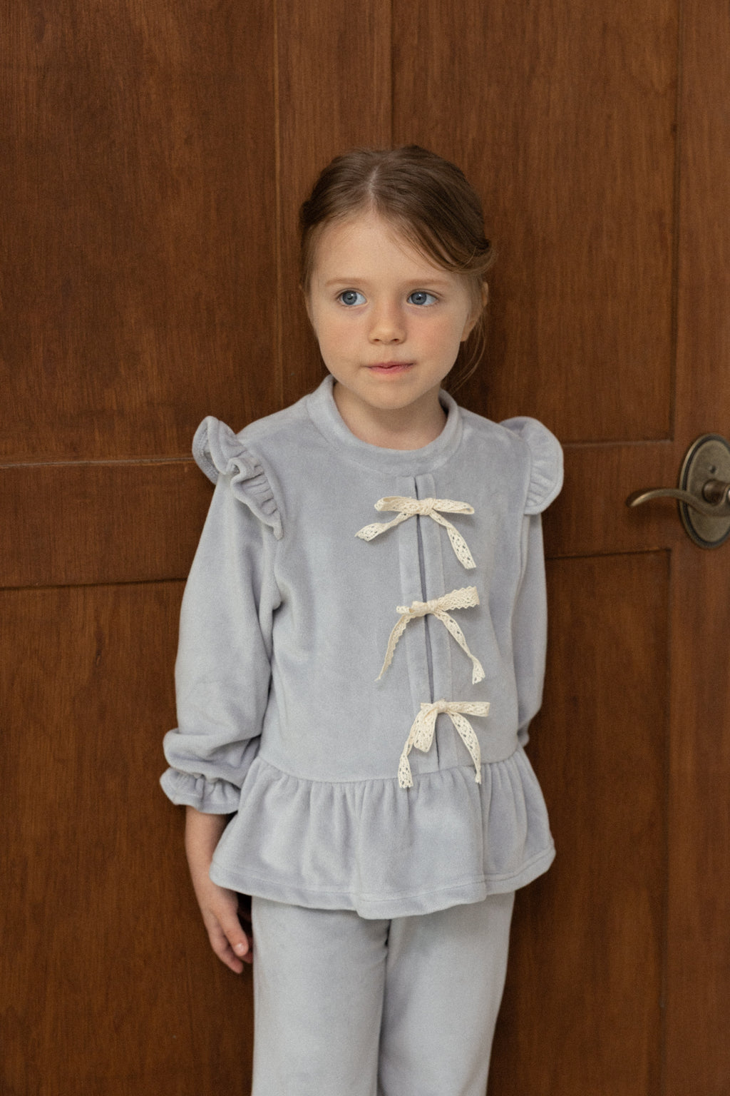 Amy Velvet Ribbon Set for Girls | Soft Korean Lounge Set | Made in Korea | KOMOÉ Kidswear