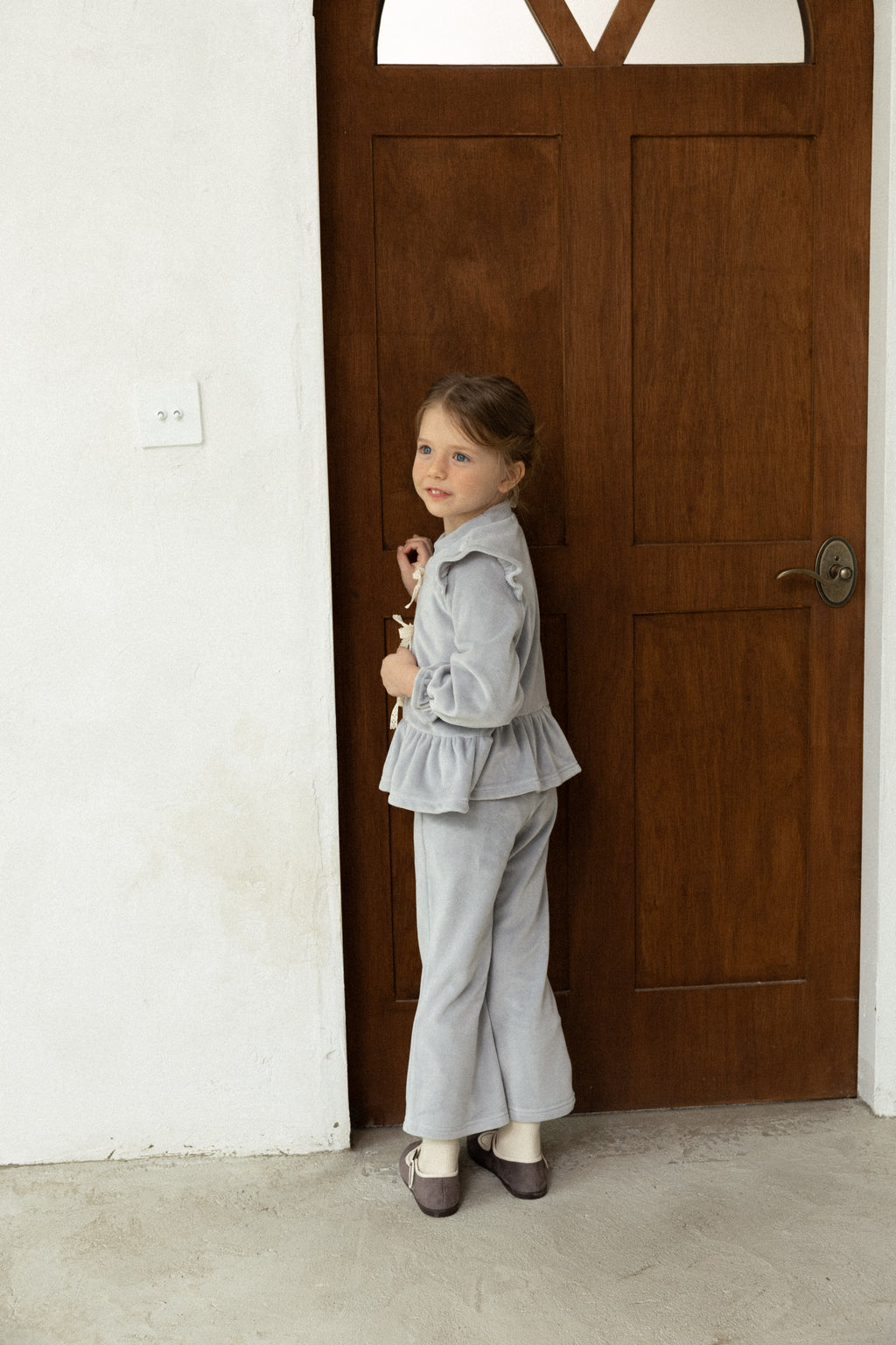 Amy Velvet Ribbon Set for Girls | Soft Korean Lounge Set | Made in Korea | KOMOÉ Kidswear