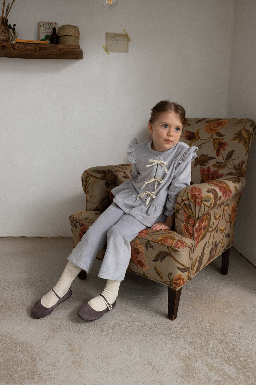 Amy Velvet Ribbon Set for Girls | Soft Korean Lounge Set | Made in Korea | KOMOÉ Kidswear