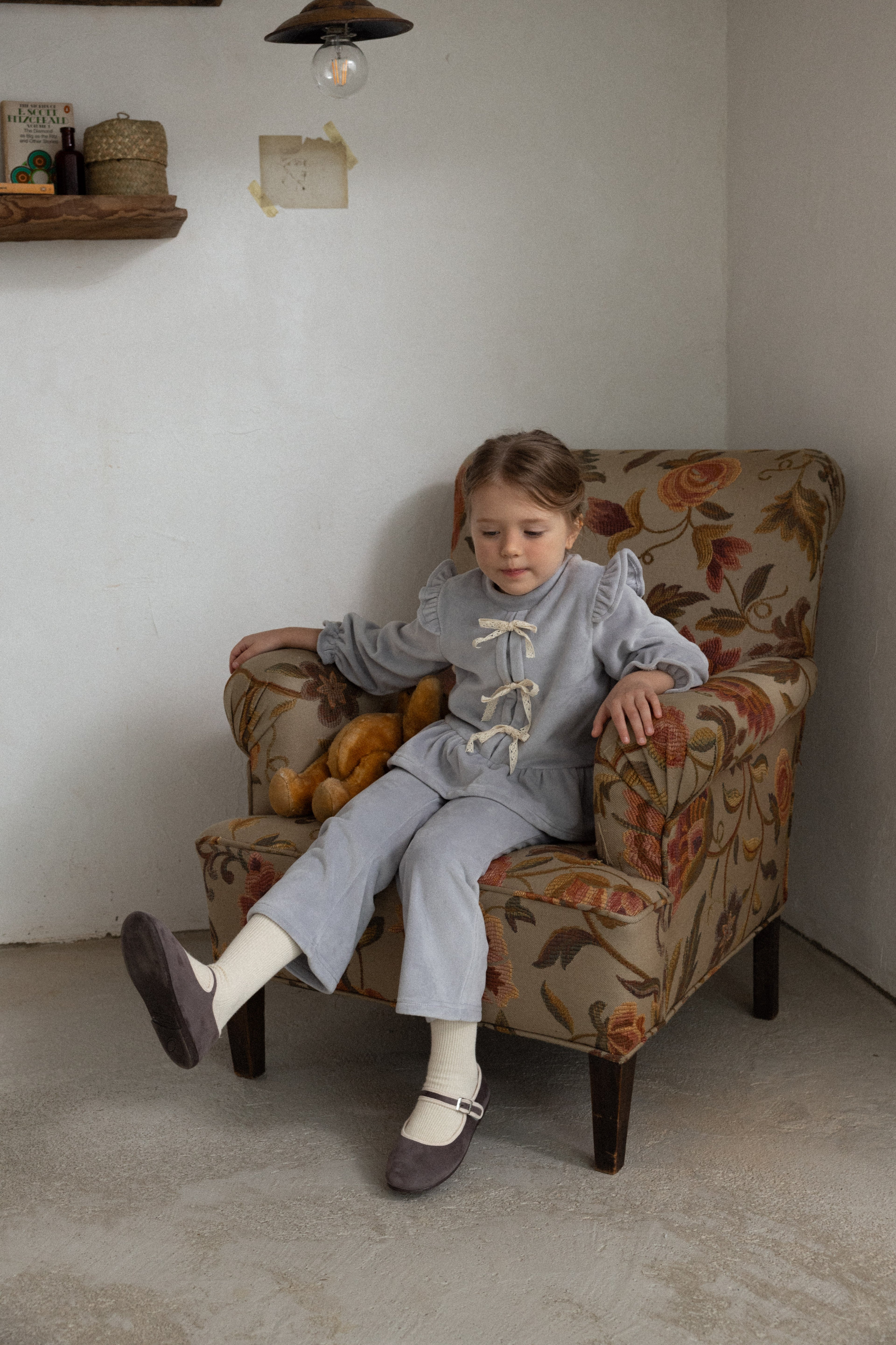 Amy Velvet Ribbon Set for Girls | Soft Korean Lounge Set | Made in Korea | KOMOÉ Kidswear