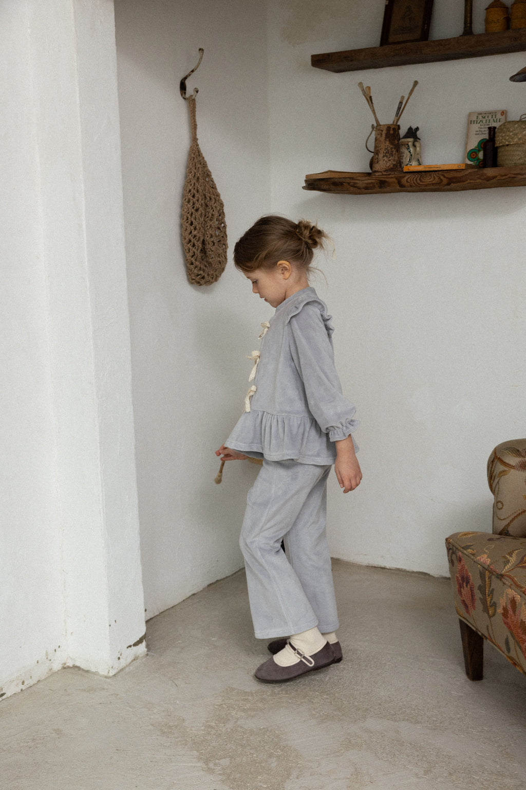 Amy Velvet Ribbon Set for Girls | Soft Korean Lounge Set | Made in Korea | KOMOÉ Kidswear