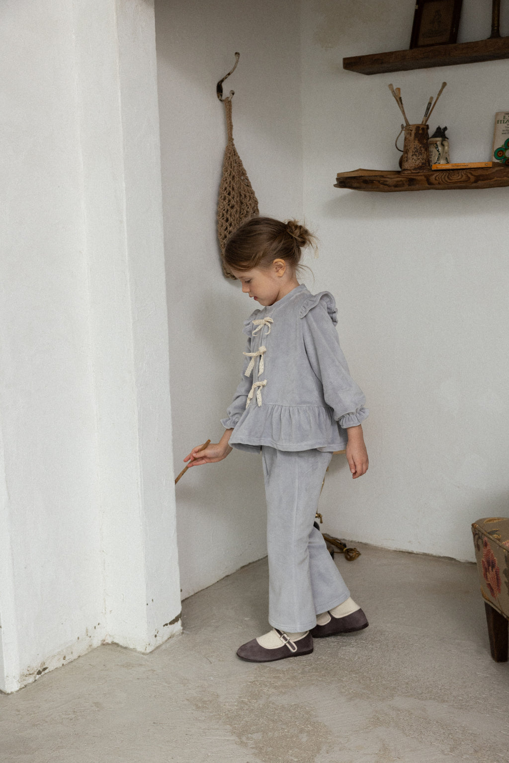 Amy Velvet Ribbon Set for Girls | Soft Korean Lounge Set | Made in Korea | KOMOÉ Kidswear