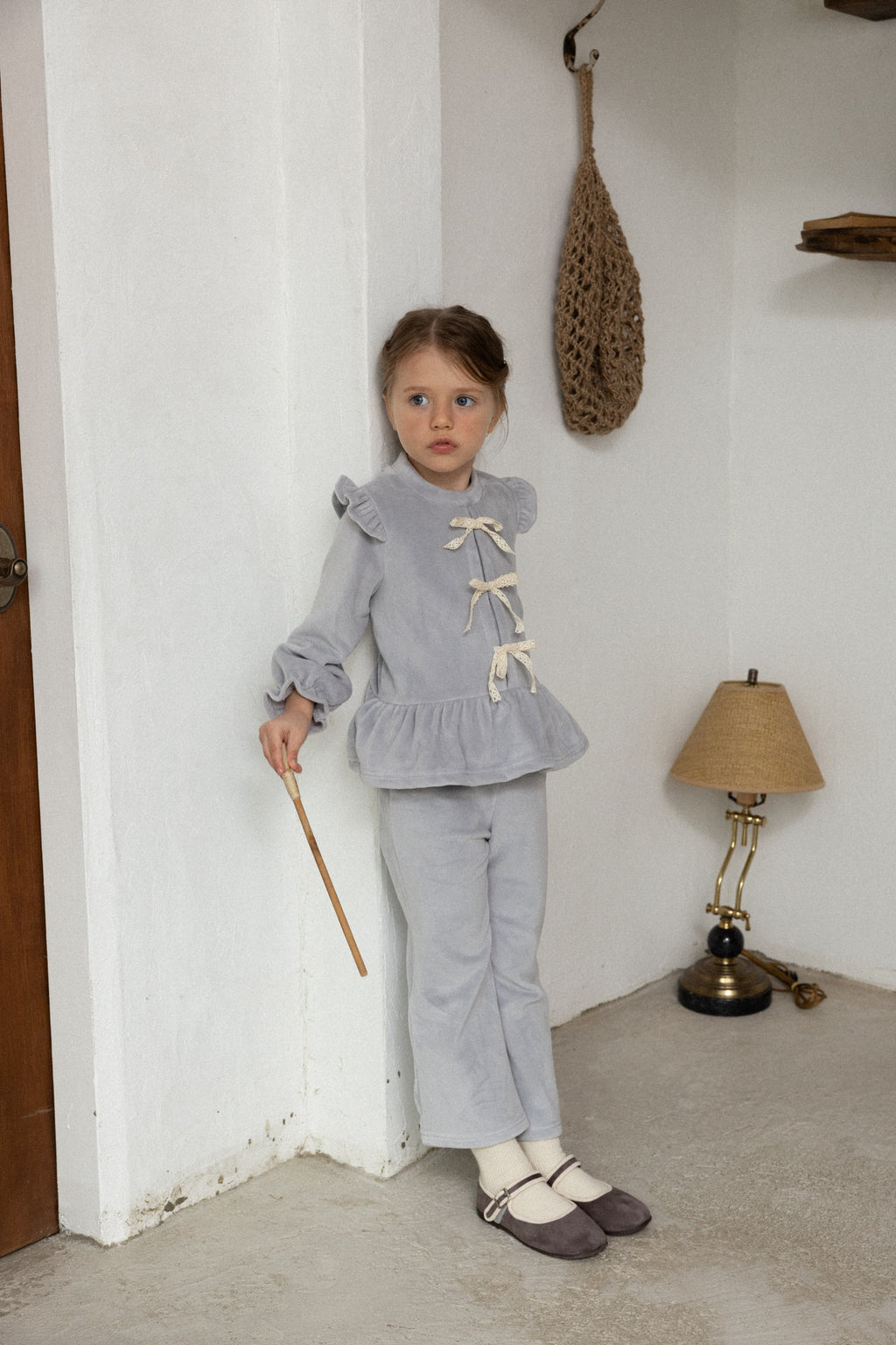 Amy Velvet Ribbon Set for Girls | Soft Korean Lounge Set | Made in Korea | KOMOÉ Kidswear