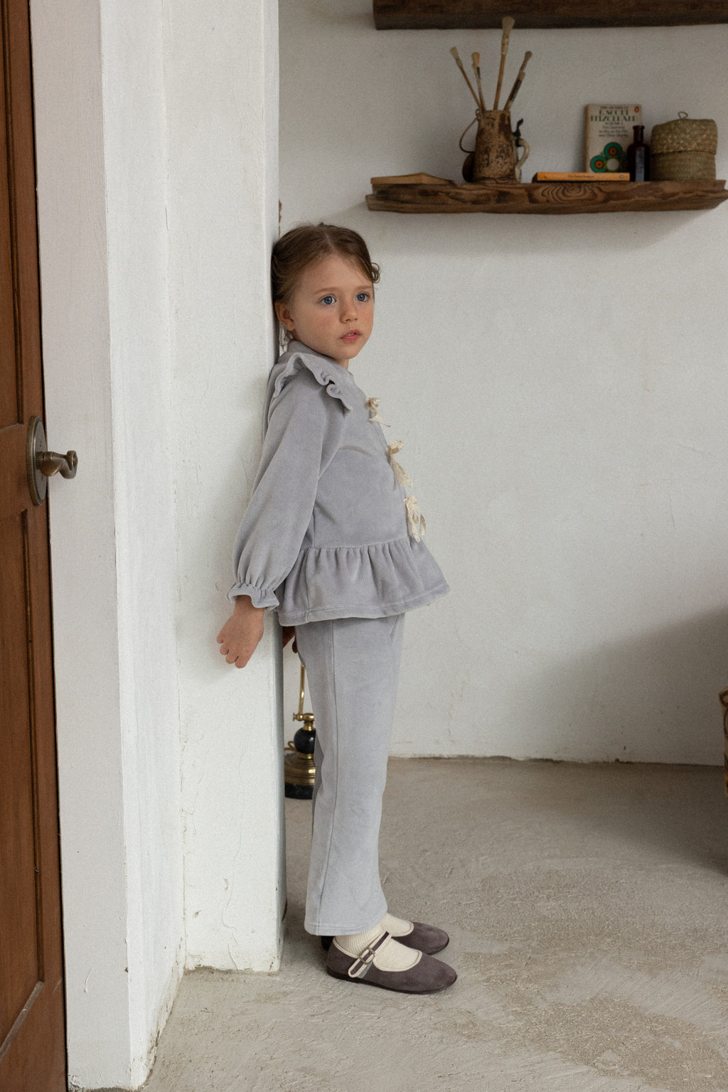 Amy Velvet Ribbon Set for Girls | Soft Korean Lounge Set | Made in Korea | KOMOÉ Kidswear