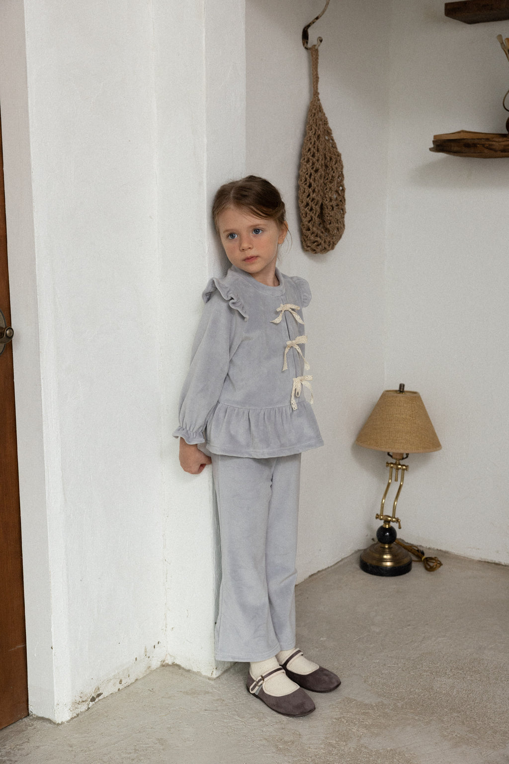 Amy Velvet Ribbon Set for Girls | Soft Korean Lounge Set | Made in Korea | KOMOÉ Kidswear