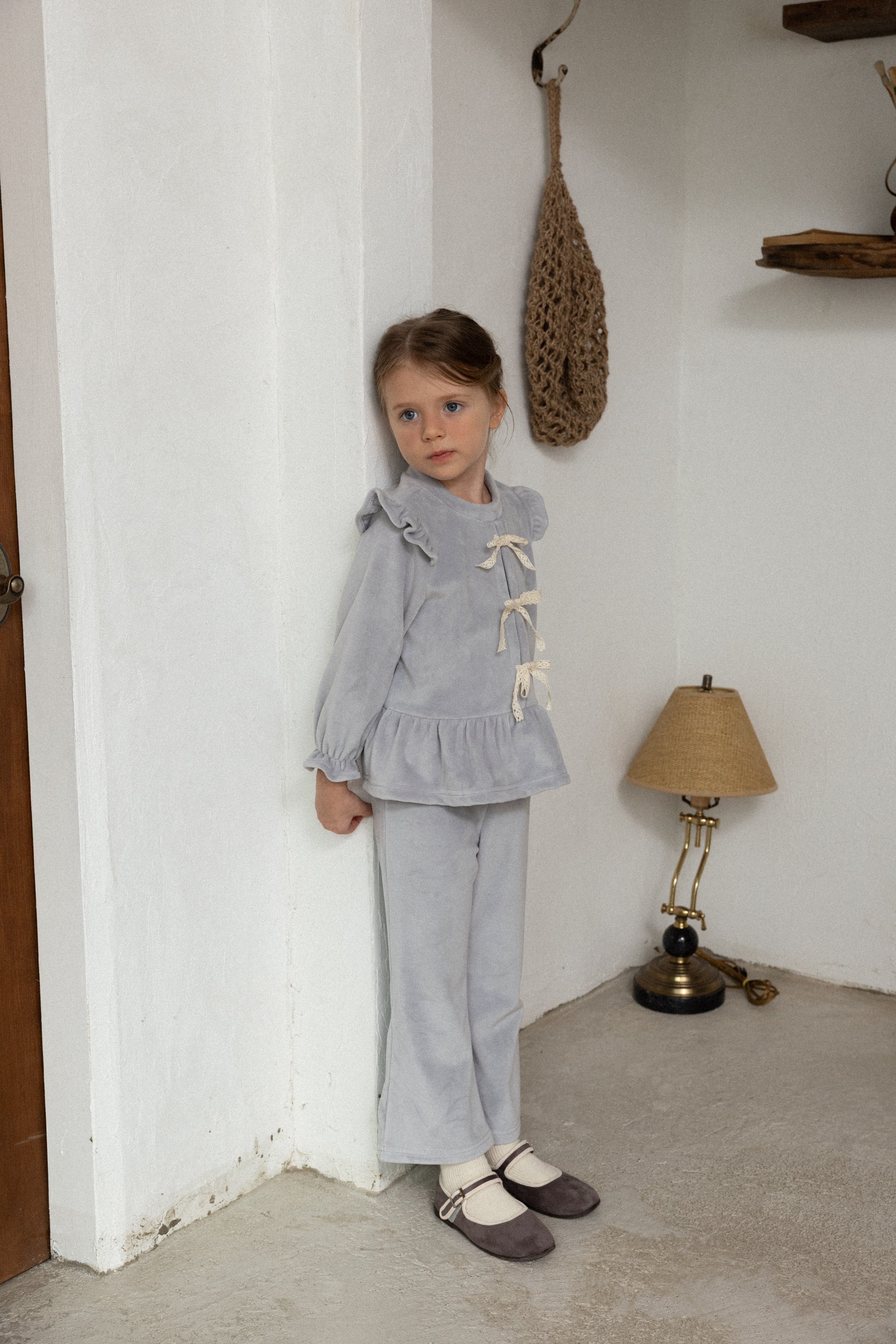 Amy Velvet Ribbon Set for Girls | Soft Korean Lounge Set | Made in Korea | KOMOÉ Kidswear