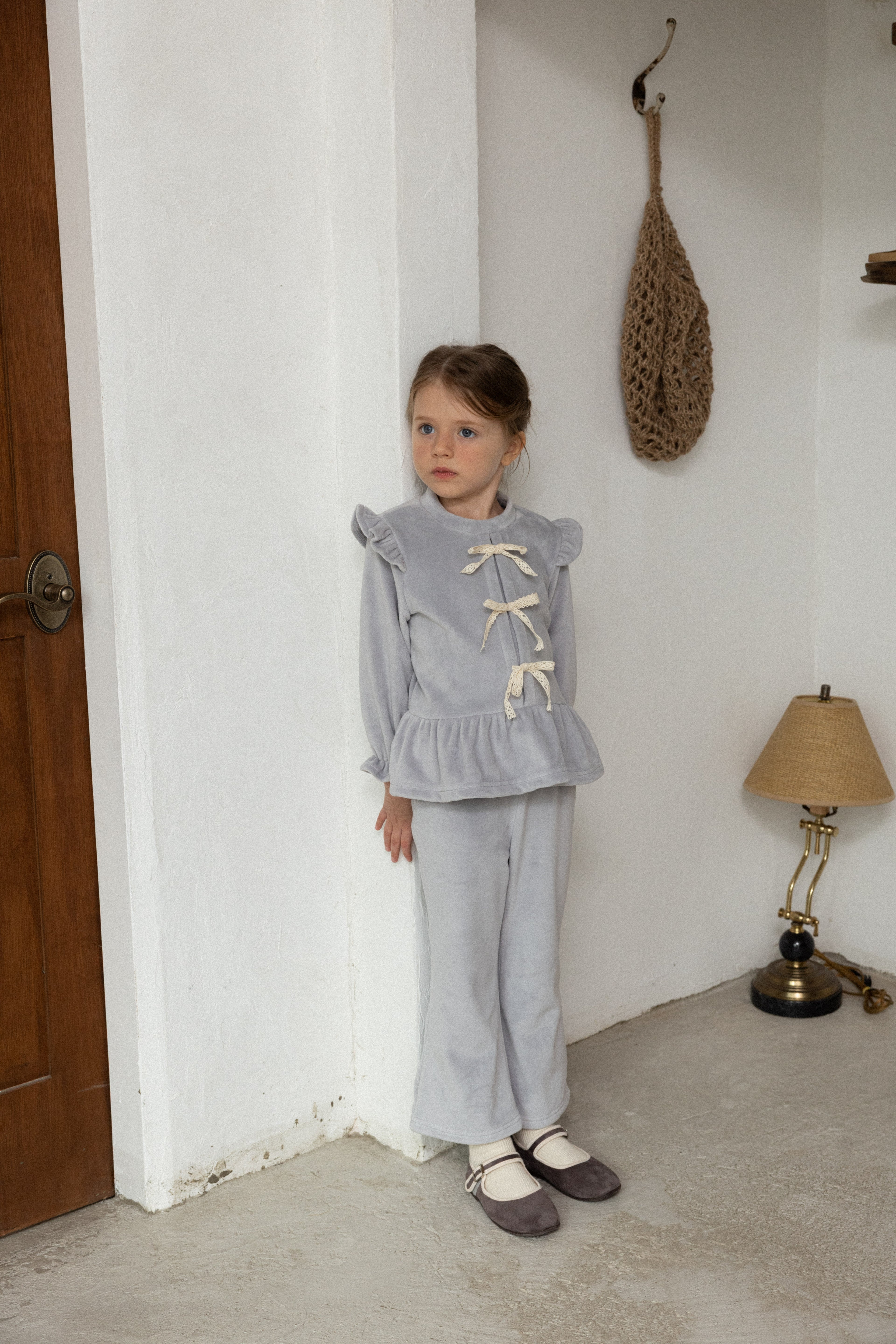 Amy Velvet Ribbon Set for Girls | Soft Korean Lounge Set | Made in Korea | KOMOÉ Kidswear