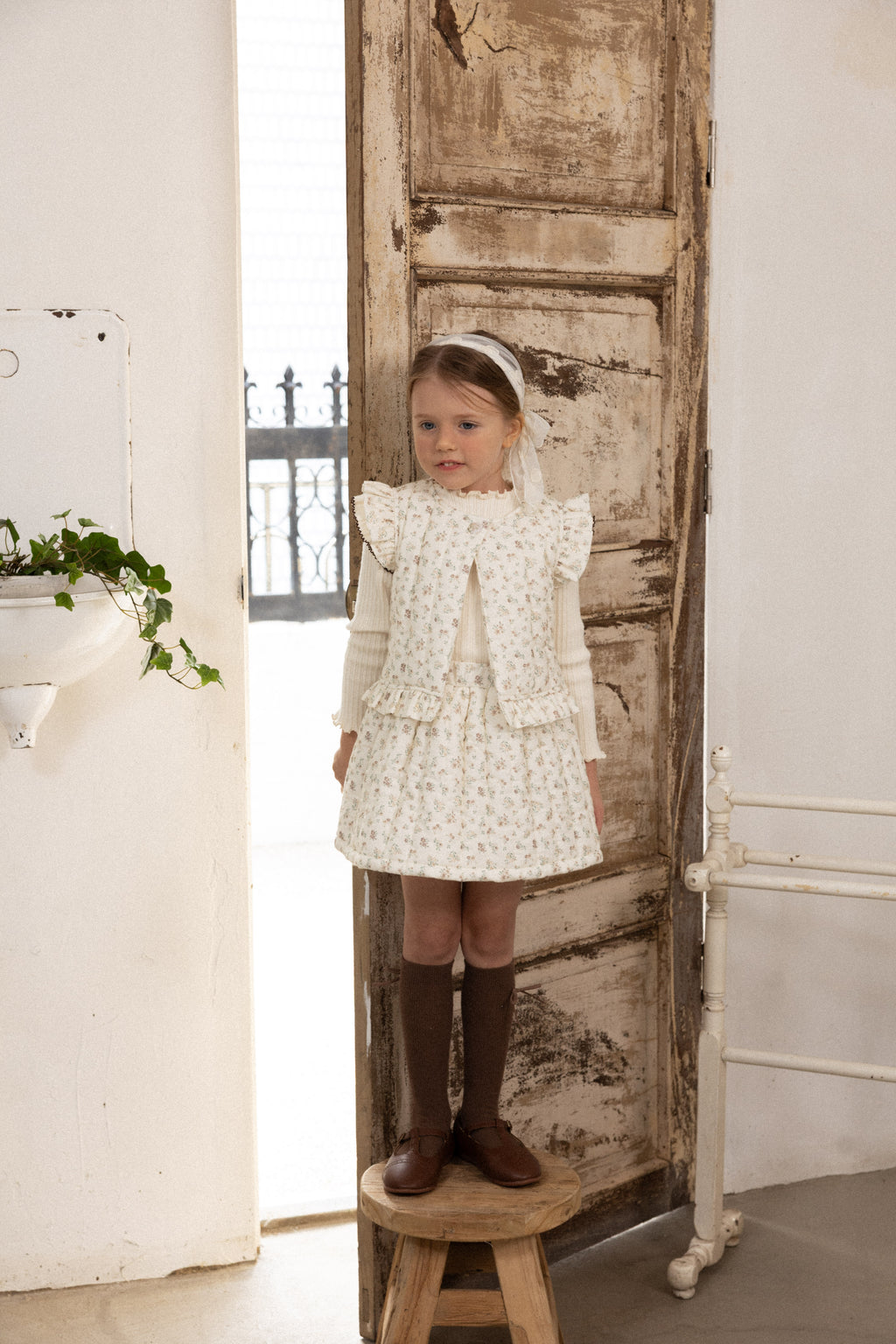 Lua Padded Vest & Skirt for Girls | Floral Quilted Vest | Made in Korea | KOMOÉ Kidswear
