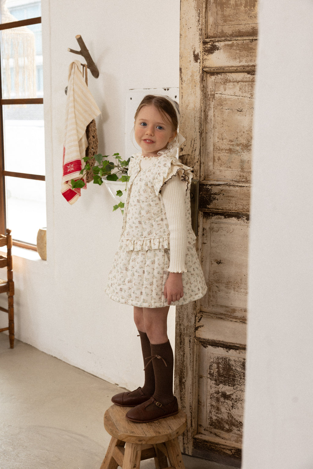 Lua Padded Vest & Skirt for Girls | Floral Quilted Vest | Made in Korea | KOMOÉ Kidswear
