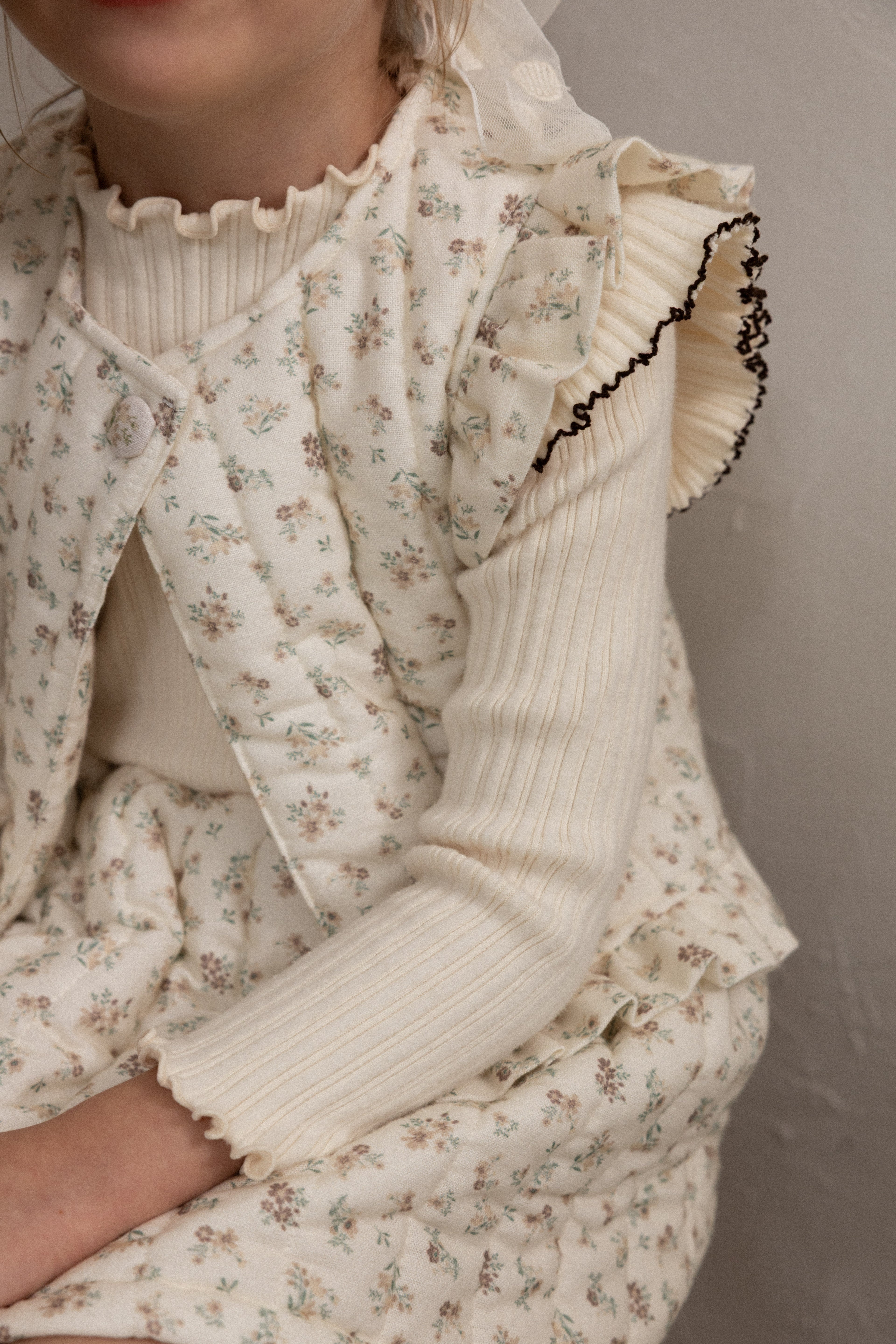 Lua Padded Vest & Skirt for Girls | Floral Quilted Vest | Made in Korea | KOMOÉ Kidswear