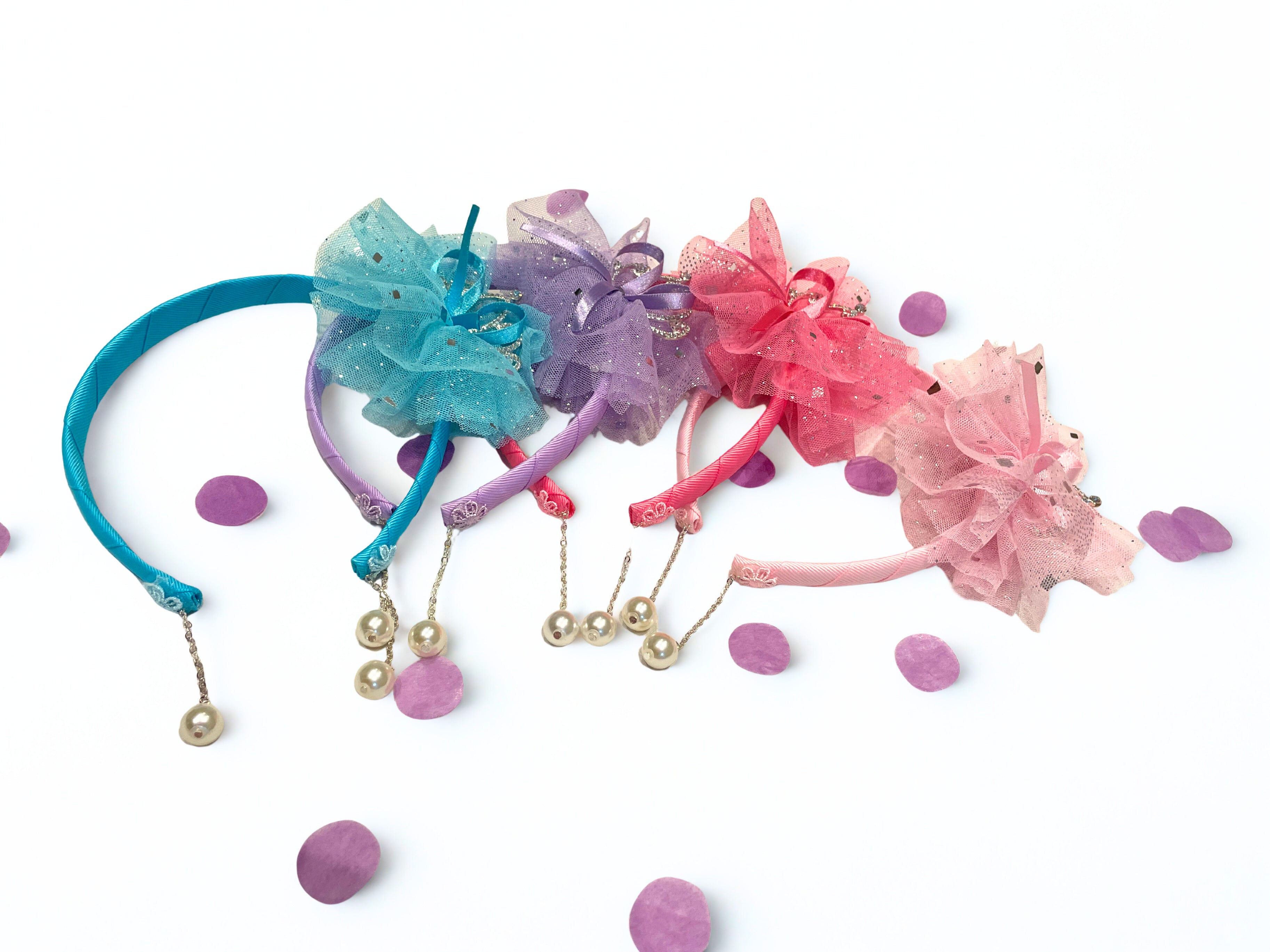 Pearl Drop Ribbon Headband for Girls | Luxury Korean Hair Accessory (3–8Y)