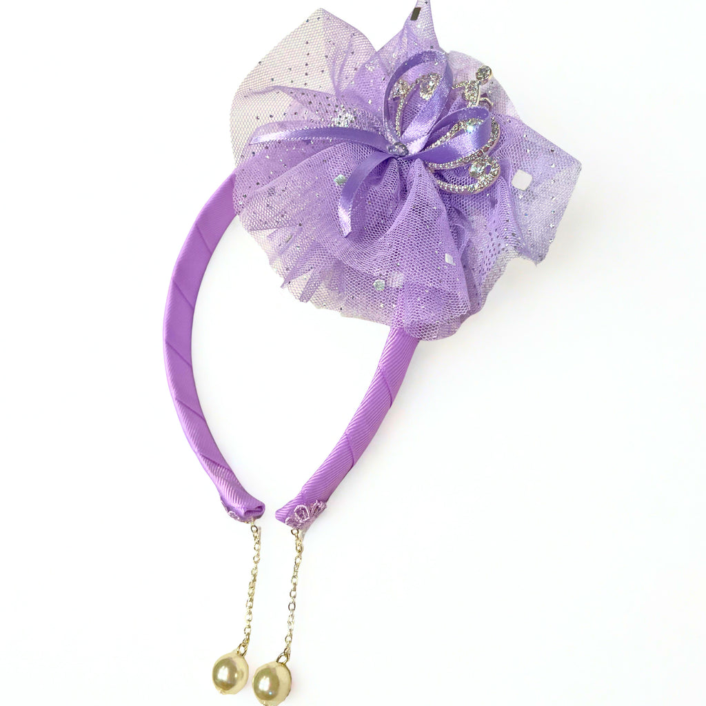 Pearl Drop Ribbon Headband for Girls | Luxury Korean Hair Accessory (3–8Y)